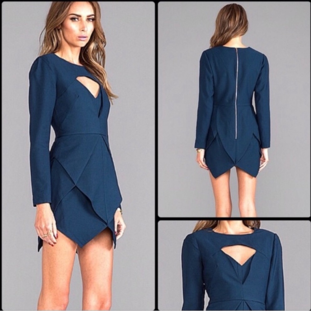 NWOT Finders Keepers Last Goodbye Long Sleeve Dress in Petrol. Size M